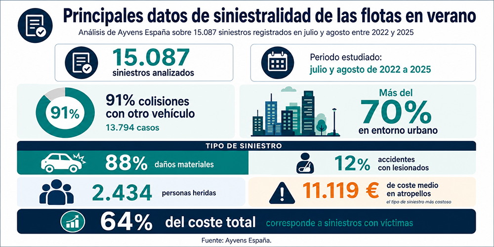 La ciudad concentra siete de cada diez siniestros de flotas en verano